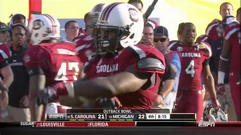 Jadeveon Clowney Huge Hit Vincent Smith South Carolina Against Michigan