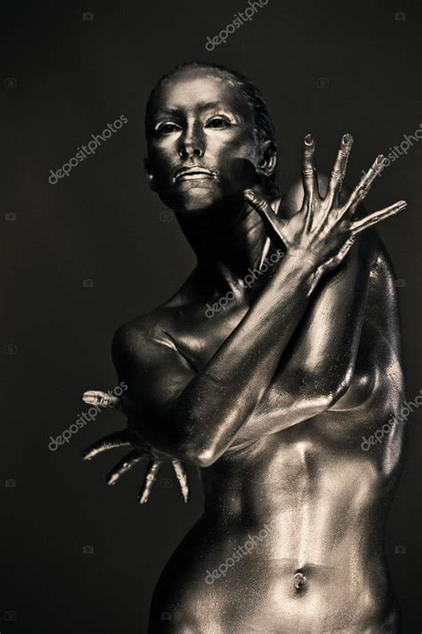 Nude Woman Like Statue In Liquid Metal Stock Photo By Honored 8770635