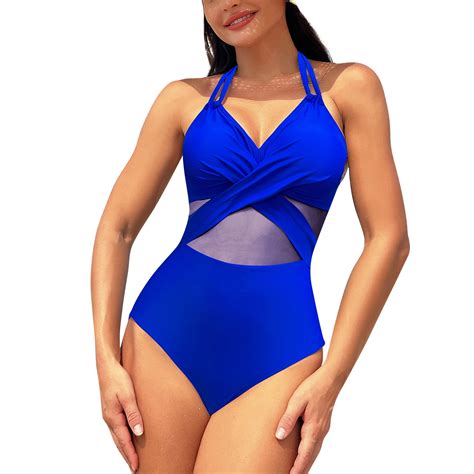 Dengdeng Womens One Piece Swimsuit Tummy Control Solid Bathing Suits V