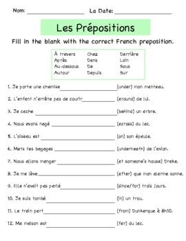 French Prepositions Worksheet 2 Les Prépositions by LittleBig Learning