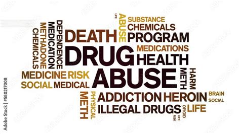 Drug Abuse Animated Tag Word Cloudtext Design Animation Kinetic