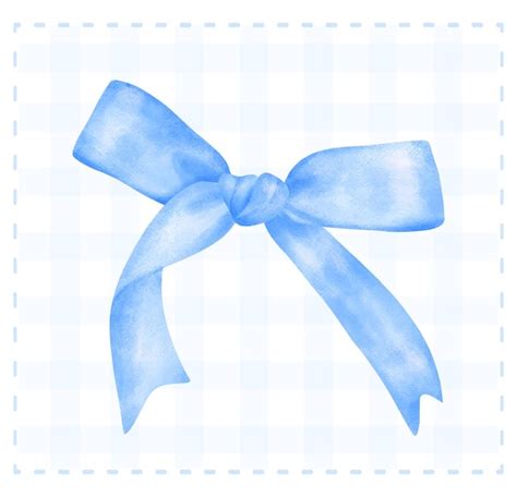 Premium Vector Trendy Blue Coquette Ribbon Bow Watercolor Hand