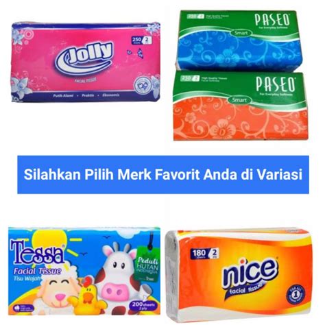 Jual Tisu Tissue JOLLY PASEO 250 Sheets 2ply 50 Sheet Nice 180 Sheet