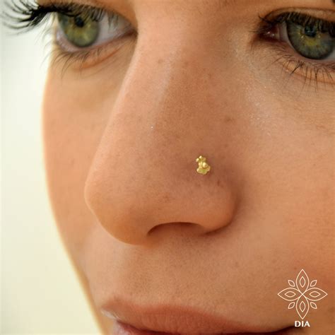 Tiny Nose Stud Solid Gold Stud Cartilage Stud Indian Nose Etsy Israel