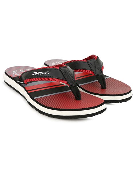 Buy Men's Red Striped Flip Flops Online in India at Bewakoof