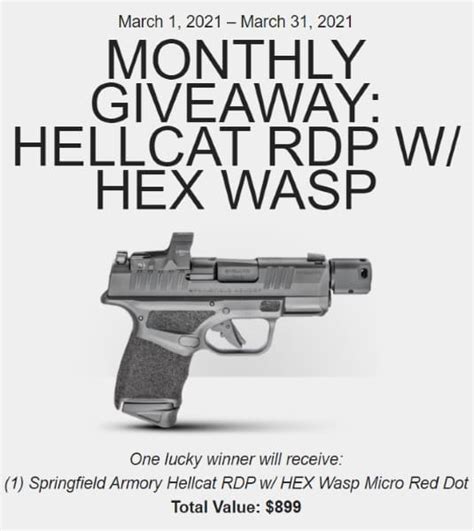 Springfield Hellcat RDP Pistol w/Hex Micro Red Dot Giveaway