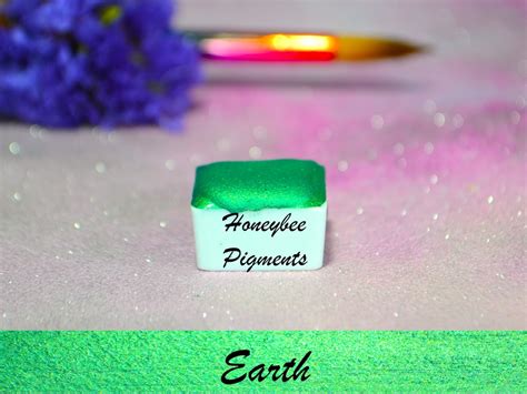 Earth Green Shimmer Watercolour Paint Honeybee Pigments Calligraphy Ink