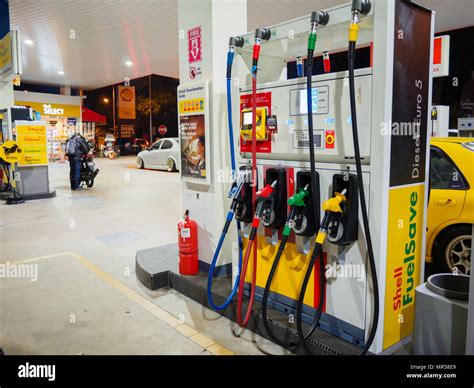 Kedah, Malaysia - June 9, 2017: Shell gas station blue sky background ...