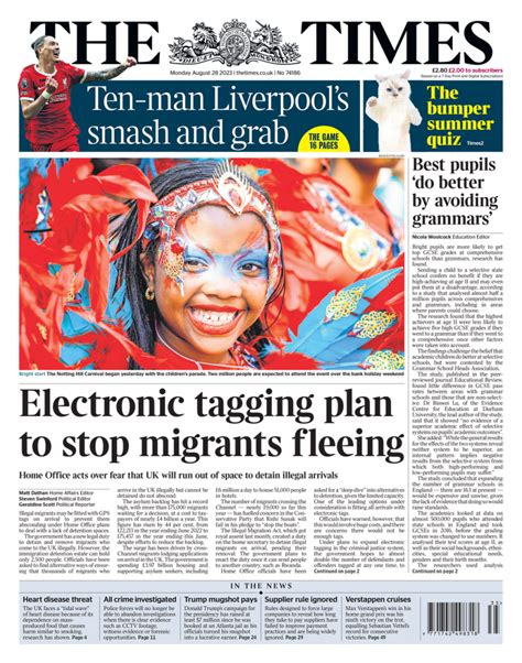 Times Front Page 28th Of August 2023 Tomorrows Papers Today