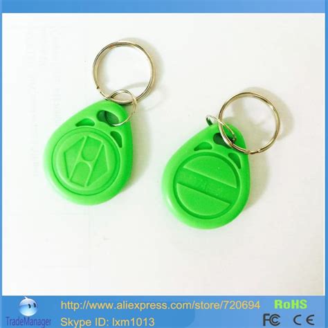 Pcs Lot Green Khz Proximity Em Chip Rfid Id Token Keychain