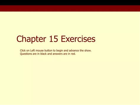 Ppt Chapter 15 Exercises Powerpoint Presentation Free Download Id 5307246