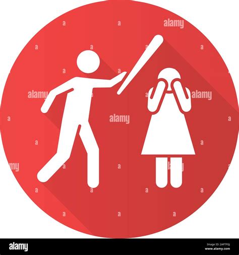 Violence Against Woman Red Flat Design Long Shadow Glyph Icon Female