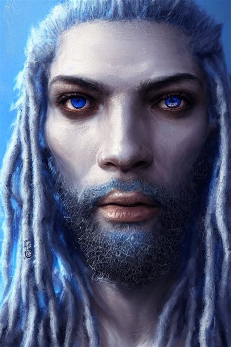 Lexica Portrait Of A Blue Skin Genasi With A Square Jaw From D D By