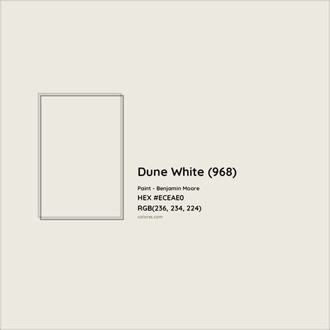 Benjamin Moore Dune White (968) Paint color codes, similar paints and ...