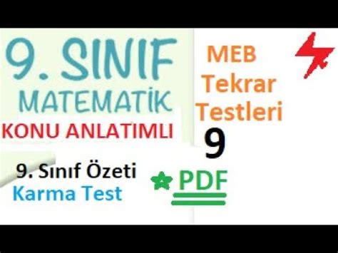 9 Sınıf MEB Tekrar Testi 9 matematik tekrar testleri 9 Karma Test