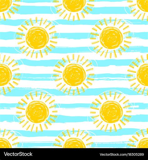 Sun pattern seamless striped background hand Vector Image