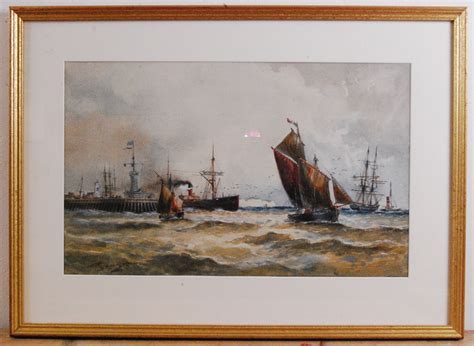 Thomas Bush Hardy Rba 1842 1897 Leaving Port Watercolour With