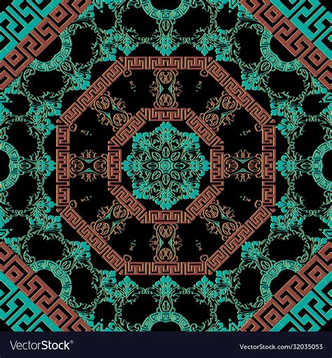 Vintage ornamental floral seamless pattern greek Vector Image