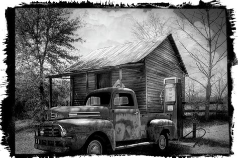 Country Olden Days Black And White Bordered Photograph By Debra And