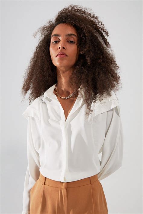 Shoulder Detailed Shirt Ecru Trendyol Shirts Superbalist