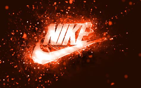 Download Wallpapers Nike Orange Logo 4k Orange Neon Lights Creative Orange Abstract