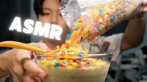 Asmr Rainbow Cereals Strawberry Colorful Mukbang Eating Sounds No