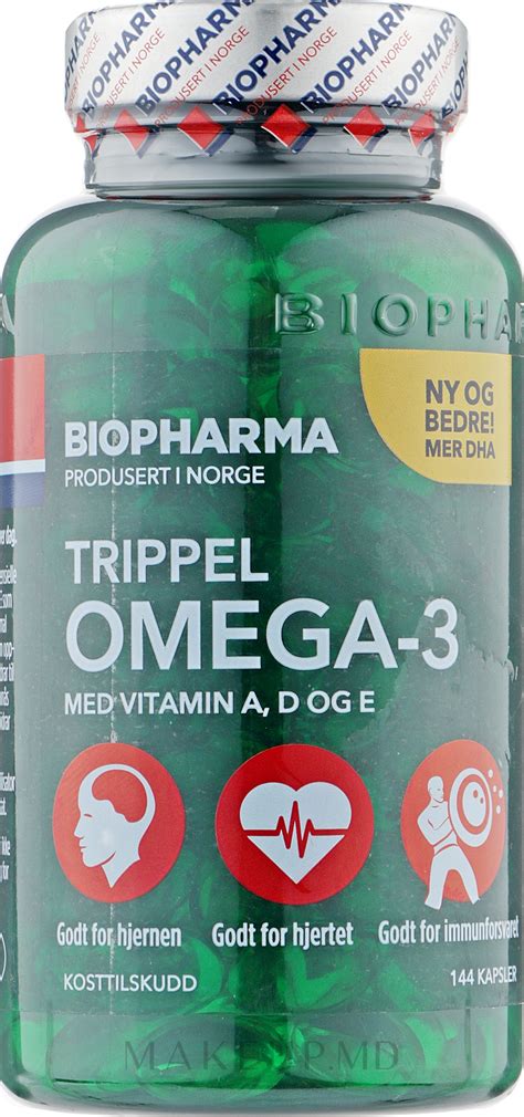 Biopharma Trippel Omega-3 Med Vitamin A, D, Og E Тройная Омега-3 с ...