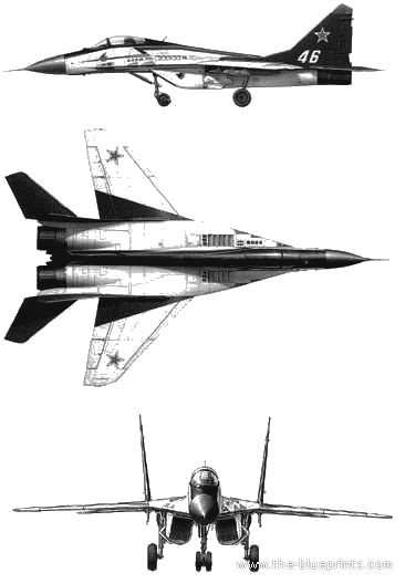 MiG 29 Fulcrum blueprints free - Outlines