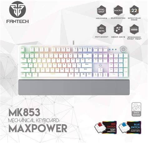 Fantech Maxpower MK853 RGB Space Edition Keyboard 104 Total Keys Blue