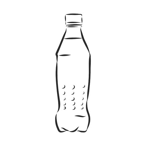 Botella de agua de plástico de dibujo único de vector botella de