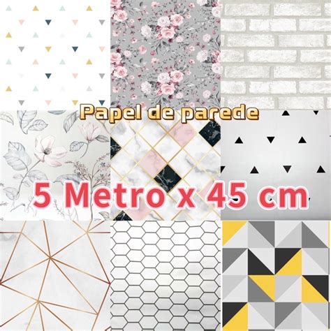 Papel De Parede Modelo M Rmore Dourado Metros X Cm Adesivo