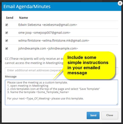 email template - Meeting Agenda & Meeting Minutes Software