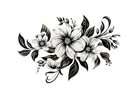Vector De Flores En Blanco Y Negro