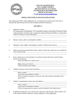 City Of Jacksonville Waste Hauler License Application Process