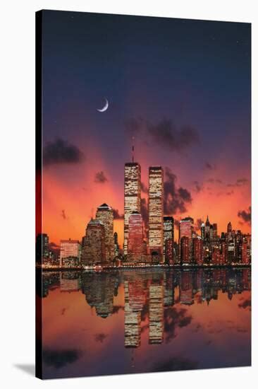 'New York Skyline at Night' Stretched Canvas Print | AllPosters.com