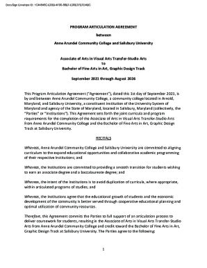 Fillable Online Articulation Agreement Template Fax Email Print PdfFiller