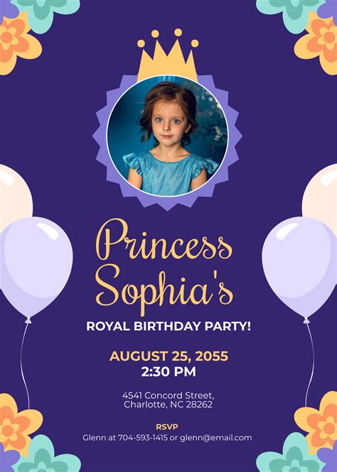 Free Princess Birthday Invitation Template Edit Online And Download