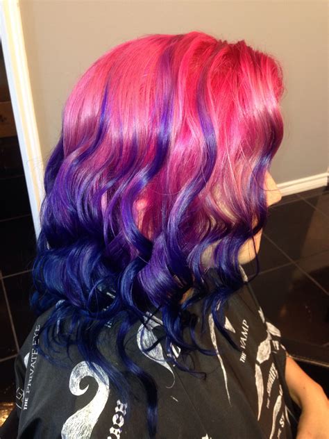 Hot pink, purple and blue ombré | Long hair styles, Hair styles, Hair