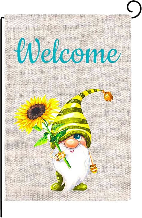 Spring Summer Welcome Sign Bee Hguan Garden Flag Adorable Sunflower