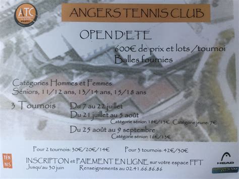 Tournois D Ete L Atc Angers Tennis Club