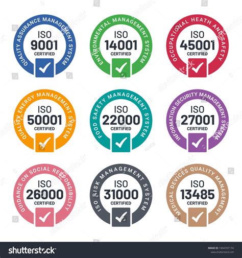 Set Iso Certification Stamp Labels Stock Vector Royalty Free