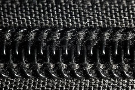 Black Fabric Material Texture Macro Zipper Stock Image Image Of