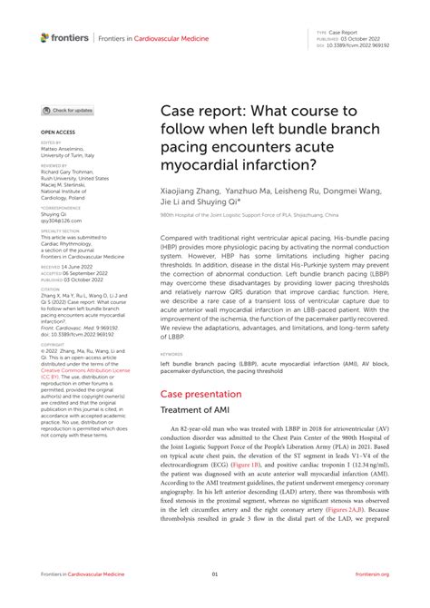 Pdf Case Report What Course To Follow When Left Bundle Branch Pacing Encounters Acute