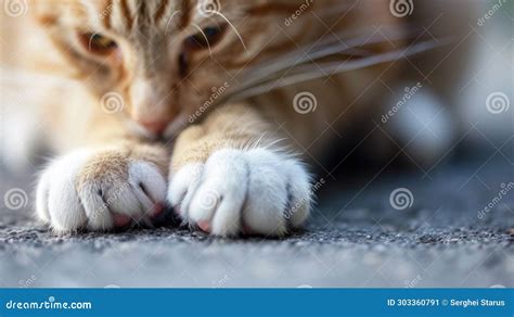 A Close Up Of A Cat S Paw With Its Claws Out Ai Stock Illustration