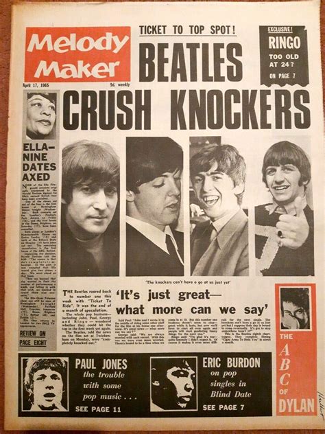 Vintage Beatles Melody Maker front page, April 17, 1965