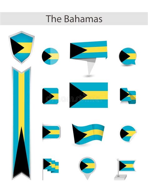 Colección Plana De La Bandera De Bahamas Ilustración del Vector