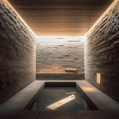 Premium AI Image | Interior design of a minimalistic wood fired sauna