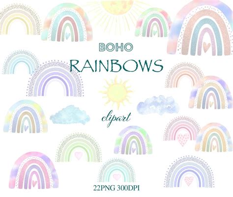 Boho Regenbogen Clipart Regenbogen Png Pastell Neutrale Etsy Sterreich