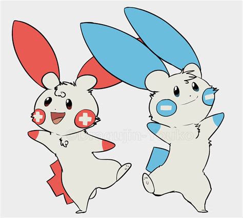 Minun And Plusle By Dragujin Youko On Deviantart