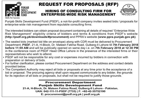 Rfp Ad For Hiring Of Consultants For Enterprise Wide Risk Management Psdf